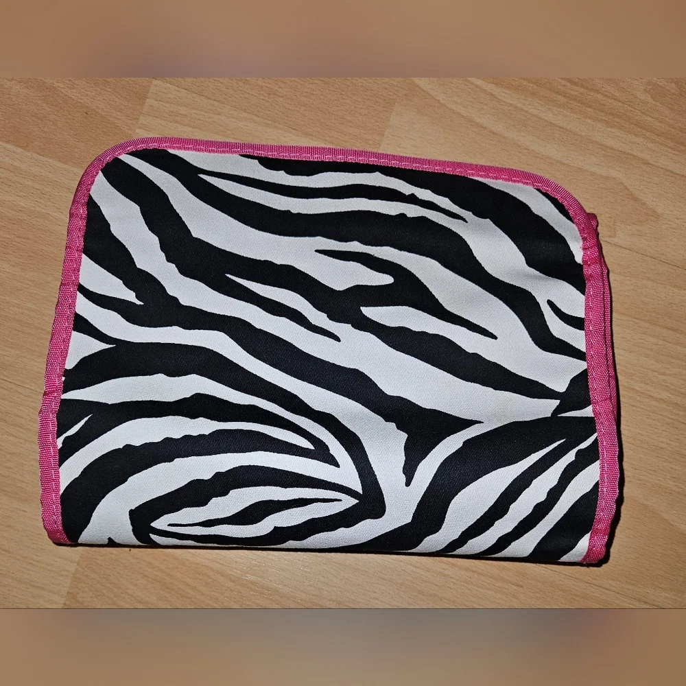 Women's Large Zebra Hanging Toiletry Cosmetic Organizer Bag 23x11